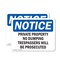 Signmission Private Property No Dumping Trespassers OSHA Notice Sign, Plastic, 10in W x 7in L, 2PK OS-2PACK-NS-P-710-L-17835 - alternate 1